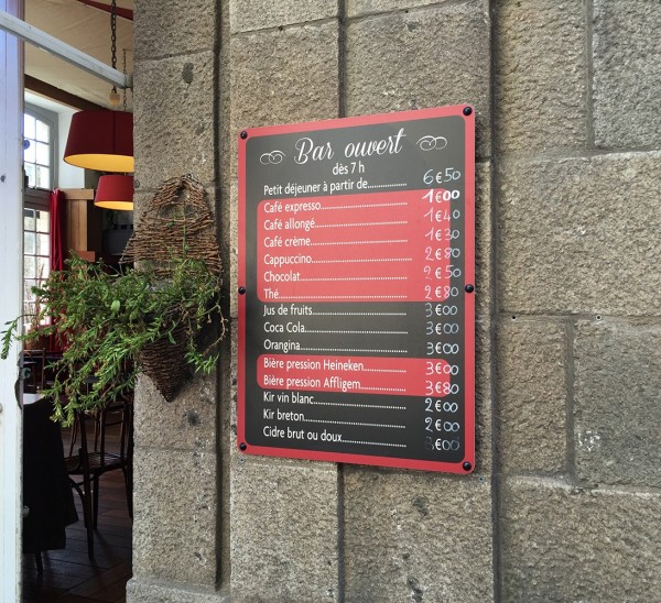 RESTAURATION : Panneaux menus à Saint-Malo